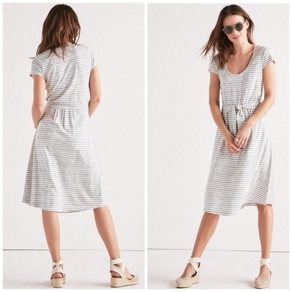 Lucky Brand Dresses & Skirts - Lucky Brand Scoop Neck Dress Stripe Tie-Waist Blue
